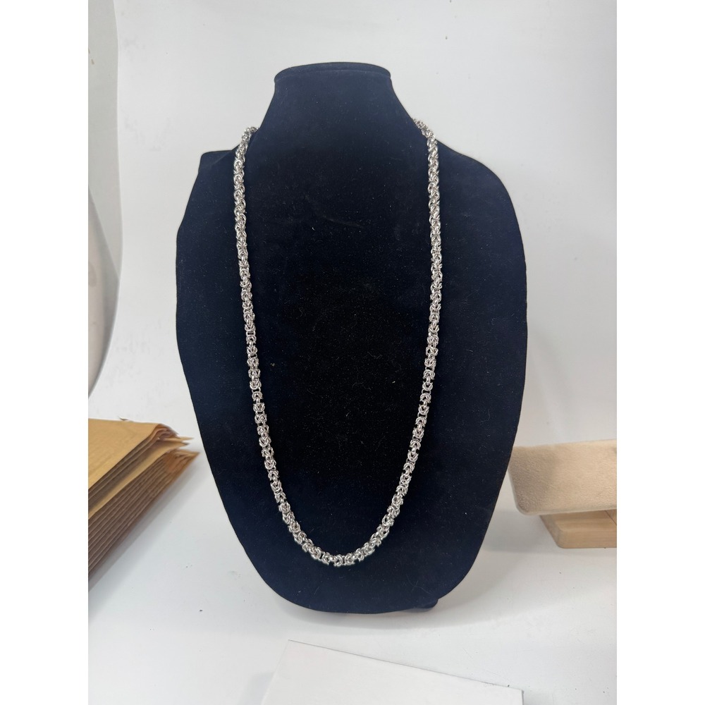 Anne Klein Silver Tone Byzantine Chain Necklace 18 Inch Rope Link Clasp